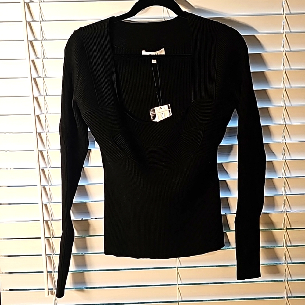 Milly Woven Ottoman Top Black Size Large NWT